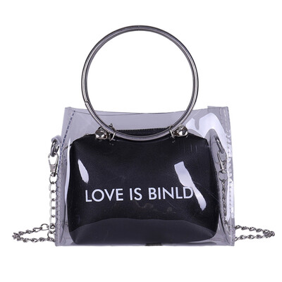 

Women PVC Transparent Square Bag Fashion Clear Satchel Bag Ladies Crossbody Bags Chain Small Jelly Ring Handle Handbags YJ