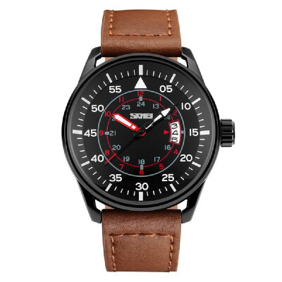 

Mens Business Quartz Watch Waterproof Leather Band Date Wrist Watches BrownBlack