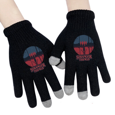 

Animemerch Stranger Things Gloves Eleven Demogorgon Cosplay Gloves Full Finger Gloves Printed Gloves Winter Warm Mitten