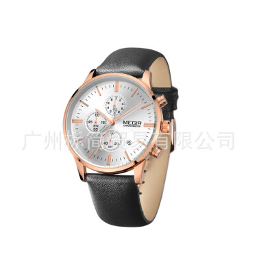 

Meigel Mens Watch Multifunction Leather Belt Waterproof Luminous Quartz Watch