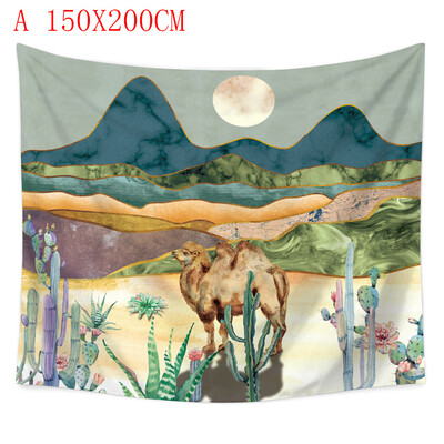 

Toponeto Cactus Tapestry Wall Hanging Moon&Cactus Plant Printed Tapestry Cactus Watercolor Tapestry