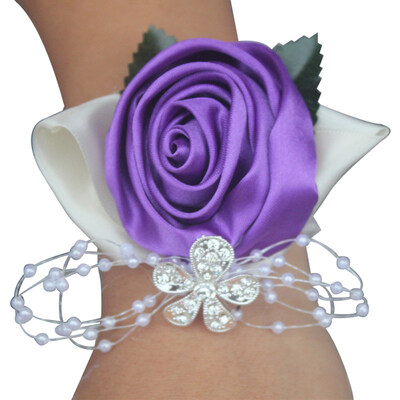 

Handmade Rhinestone Inlay Wrist Flower Bride Bridesmaid Corsage Wedding Supplies