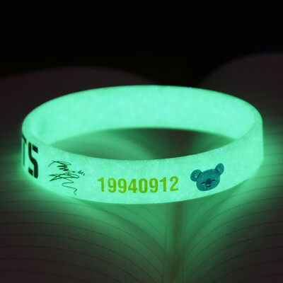

KPOP BTS Bangtan Boys Luminous Silicone Bracelet Cartoon Image Print Bracelet Unisex Hot Gift for Fans