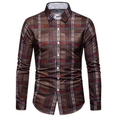 

Button Up Turn-down Collar Checkered Print Casual Shirt