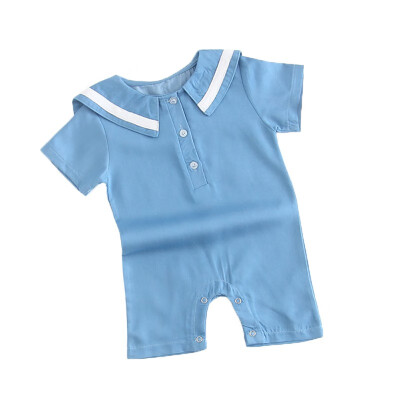 

New Brand Newborn Infant Baby Girls Boys Outing Cotton Navy Collar Romper Baby Clothes One-pieces Jumpsuits Baby Clothing