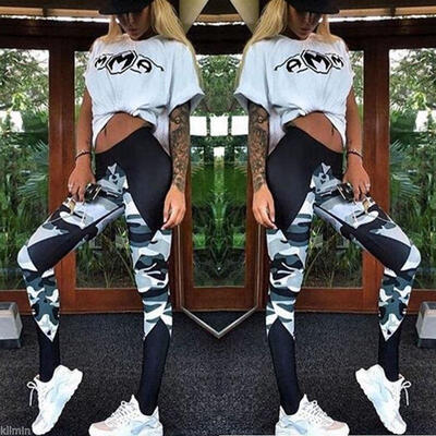 

Womens Fashion Camouflage Printed Sports Yoga Workout Gym Leggings Fitness Athletic Pants