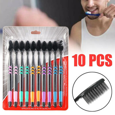 

10x Double Ultra Soft Toothbrush Bamboo Charcoal Nano Brush Oral Dental Care Set