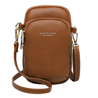 

Women Solid Color Multi Pocket Faux Leather Crossbody Shoulder Bag Phone Purse