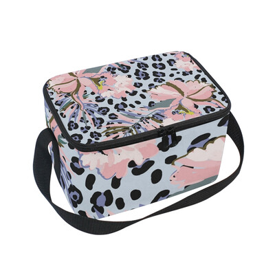 

ALAZA Lunch Box Insulated Pink Orchid Flowers Lunch Bag Large Cooler Tote Bagfor Men Women