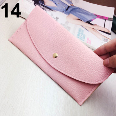 

Women Fashion Thin Purse Long Clutch Wallet Faux Leather Handbag Card Holder