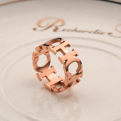 

Personalized index finger joint plating 18k rose gold ch letter ring female fashion trend ring jewelry