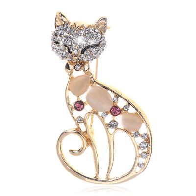 

Fashion New Gold Color Opal Cute Fox Brooch Gift for Women & Girls