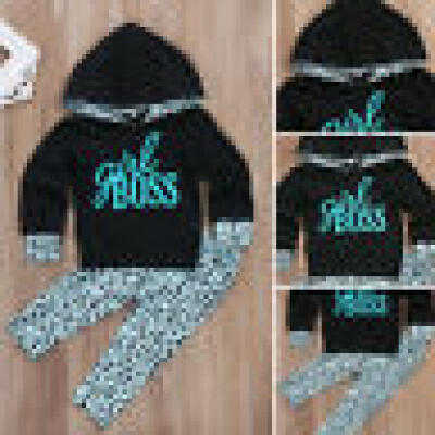 

UK Stock 2Pcs Toddler Kids Girls Hooded Tops Spot Pants Trousers Outfits Clothes