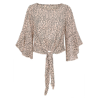 

Women Summer Flare Sleeve Floral Print Chiffon Blouse T-Shirt Office Ladies Tops