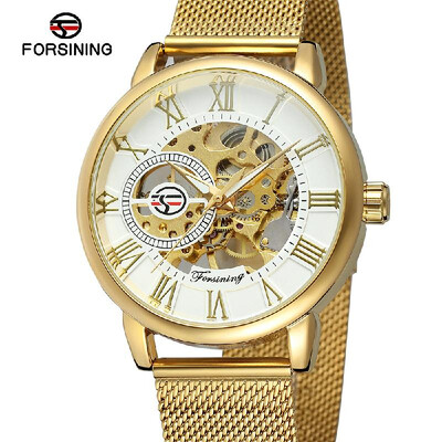 

Forsining Fashion Mens Watches Skeleton Noctilucent Mechanical Movement Roman Numerals Waterproof Business Analog Dial Stainless