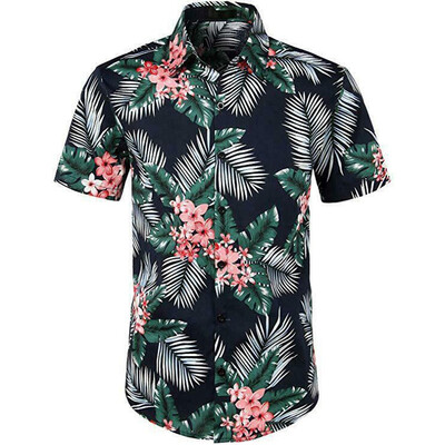 

Men Hawaiian Shirt Summer Fruit Floral Beach Short Sleeve Casual Luau Shirt Tops