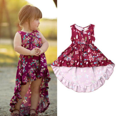 

Baby Girl Newborn Flower Tutu Party Formal Wedding Porm Dress Irregular Sundress