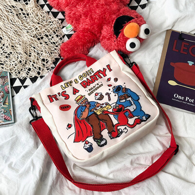 

Sesame Street Messenger Bag Female 2019 New Wave Korean Casual Casual Shoulder Bag Cartoon Canvas Bag Student Bag