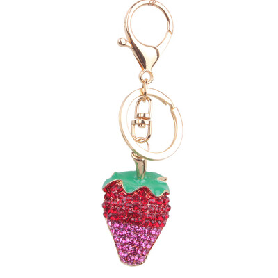

Red strawberry rhinestone keychain fashion high-grade bag pendant Korean sweater chain
