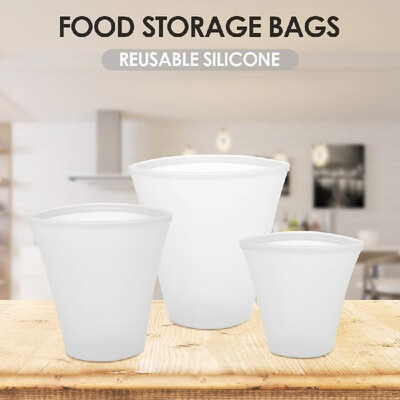 

3pcs Reusable Silicone Food Storage Bags Food Preservation Bags Food Container Leakproof for Vegetable Liquid