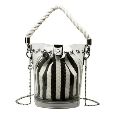 

Women PVC Chain Handbags Clear Rivets Beach Shoulder Messenger Bucket Bags