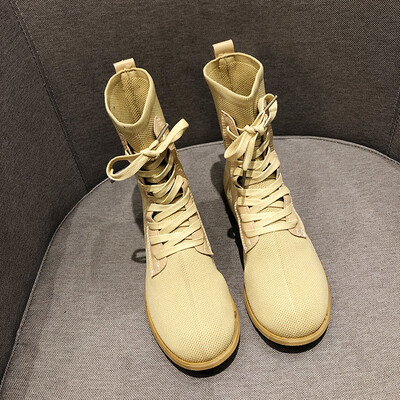 

Martin Boot Girl Autumn Korean Version of Slim Boot Girl with Single Boot Flat Bottom Shoe Locomotive Boots&Slim Boots