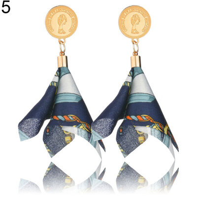 

Fashion Portrait Multicolor Printed Scarf Fabric Cloth Dangle Earrings Jewelry