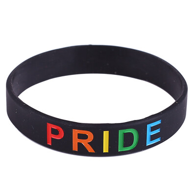 

Gay Pride Rainbow Colours Segmentation Silicone Bracelet Charity Sport Couple Bracelet Elasticity Wrist Strap