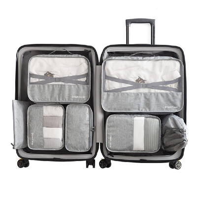 

7PcsSet Portable Luggage Travel Bag Ladies Clothes Underwear Sorting Organizer Large Capacity Packaging Accessories Black