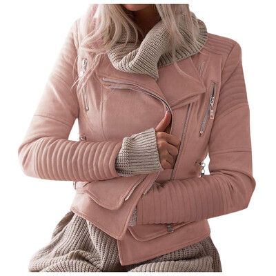

Toponeto Womens Casual Autumn Faux Suede Slim Zippers Coat Short Cool Motorcycle Jacket