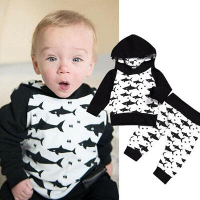 

Newborn Baby Boy Hoodies Tops Long Pants Leggings Fish Outfits Clothes 2Pcs Set