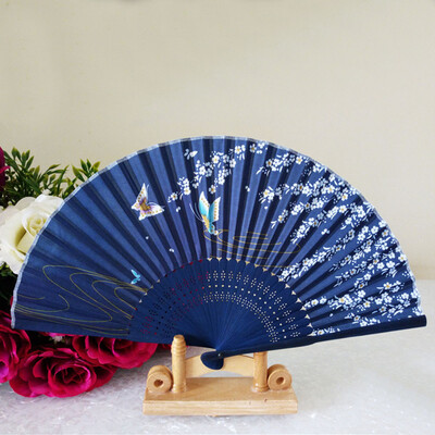 

Siaonvr Pattern Folding Dance Wedding Party Lace Silk Folding Hand Held Flower Fan A