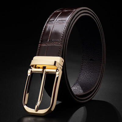 

Guangzhou factory belt mens leather suede leather high-grade crocodile pattern belt buckle youth casual business belt