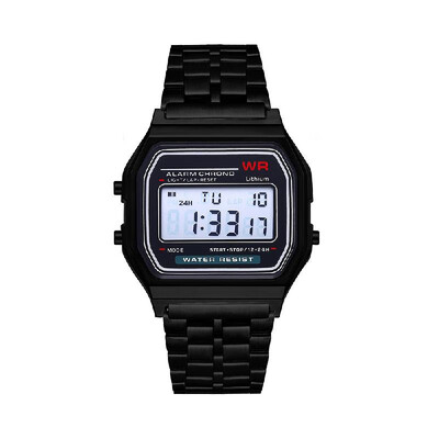 

LED Digital Watch Harajuku style Fashionable Stylish Multifuncional Wristwatch with Steel Strap Band