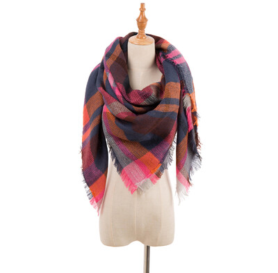 

2018 European&American stars with the multi-color plaid imitation cashmere large square scarf autumn&winter couple super soft scarf large shawl