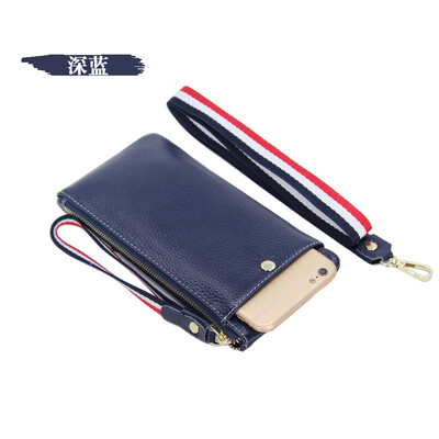 

The first layer of leather ladies new hanging neck clutch bag Europe&the United States thin section color broadband leather mobile phone bag long wallet