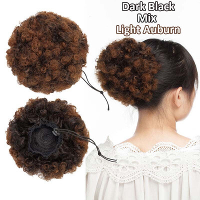 

Afro Bun Extension Puff Ponytail Chignon Hairpiece With Drawstring Afro Kinky Curly Wrap Messy Updo Synthetic For Women