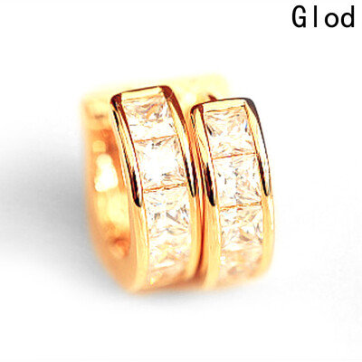 

Simple Hoop Earrings Zircon Vintage Crystal Round Silver Square New Fashion Crystal Hoop Earrings Round Square