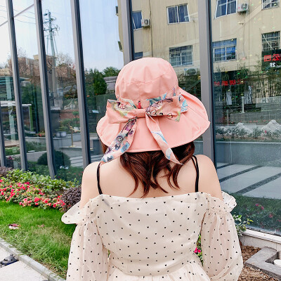

Hat female summer big edge cover face foldable sun hat Korean spring&autumn outdoor versatile sun proof fisherman hat Japanese
