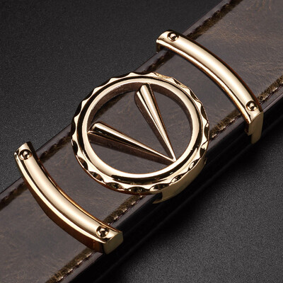 

Tmall Explosion Mens Belt Leather Letter Smooth Buckle Casual Business Belt Mens Youth Fashion Wild Belts