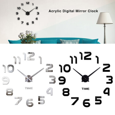 

3D DIY Wall Clock Home Modern Decoration Crystal Mirror Vinyl Art Sticker Decals