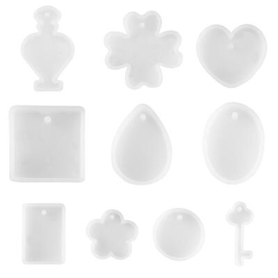 

10pcsset DIY Clear Silicone Mold Set Resin Casting Mould Tool Jewelry Tool
