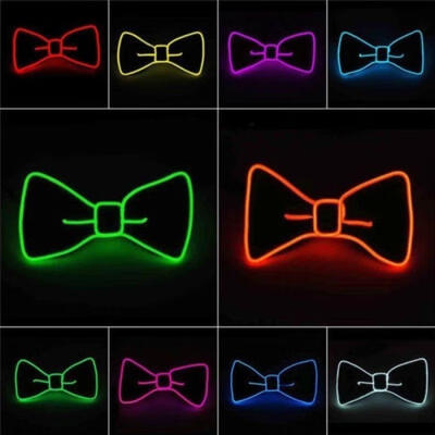 

Flashing Light Up El Wire Bow Tie Necktie LED Mens Party Lights Bowtie Wedding