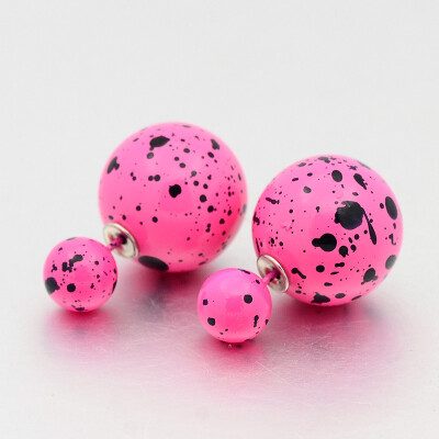 

Hot Selling Double Faced Spray Painted Acrylic Ball Ear Studs Magenta Ball 8mm & 16mm Pin 08mm