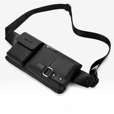 

Men´s Waist Fanny Pack Belt Bag PU Leather Outdoor Sports Small Wallet Purse