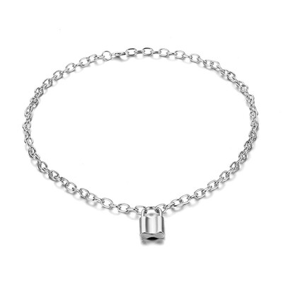

Gothic Women Jewelry Delicate PadLock Pendant Necklace New Design Punk Rock Statement Choker Necklace Thick Chain Lock Necklace