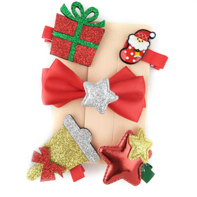 

Children Christmas Hair Clips Suit Girl Hair Clips Christmas Santa Claus Elk Bowknot Hairpin Hair Accessories