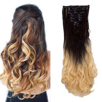 

8 PcsSet Fashion Long Curly Wavy Straight Clip In Hair Extension Sexy Heat Resistant Party Hair Natural Synthetic Hair For Women