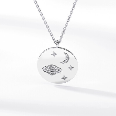 

Shining Star Moon Astronomy Jewelry Space Galaxy Saturn Planet Necklace Planet Shaped Cubic Zirconia Kawaii Necklace