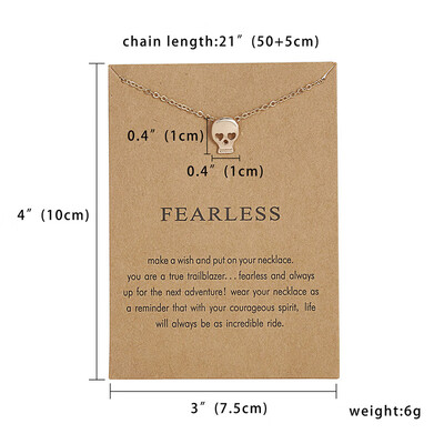 

New Gold-color Fareless Skull Alloy Clavicle Snake Bone Animal Pendant Short Necklace with Card Valentines Day Gift